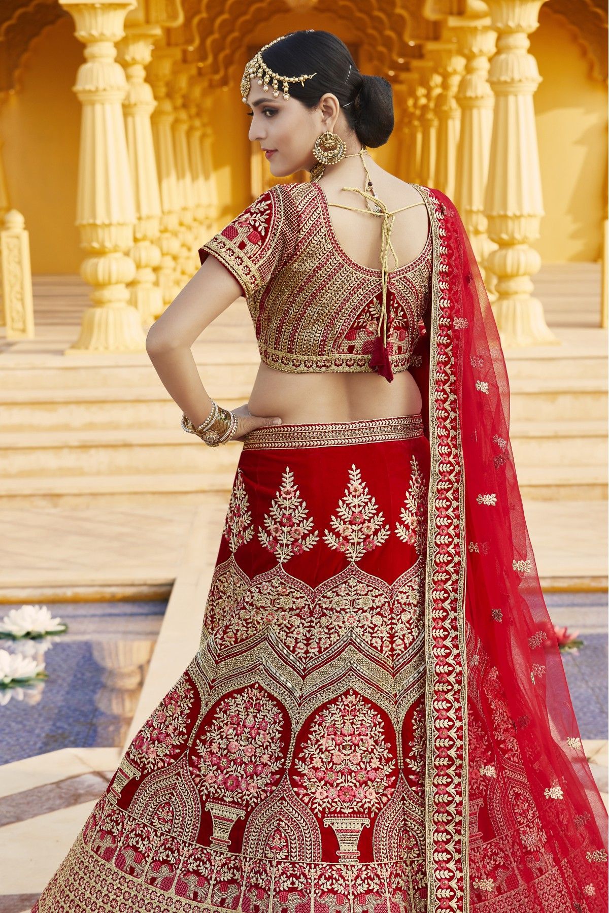 Crimson Red Bridal Lehenga- Frontier Raas