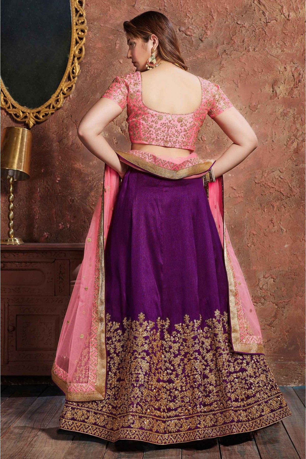 Buy Plum Violet Lehenga - Pearl Embroidered Lehenga Choli – Empress Clothing