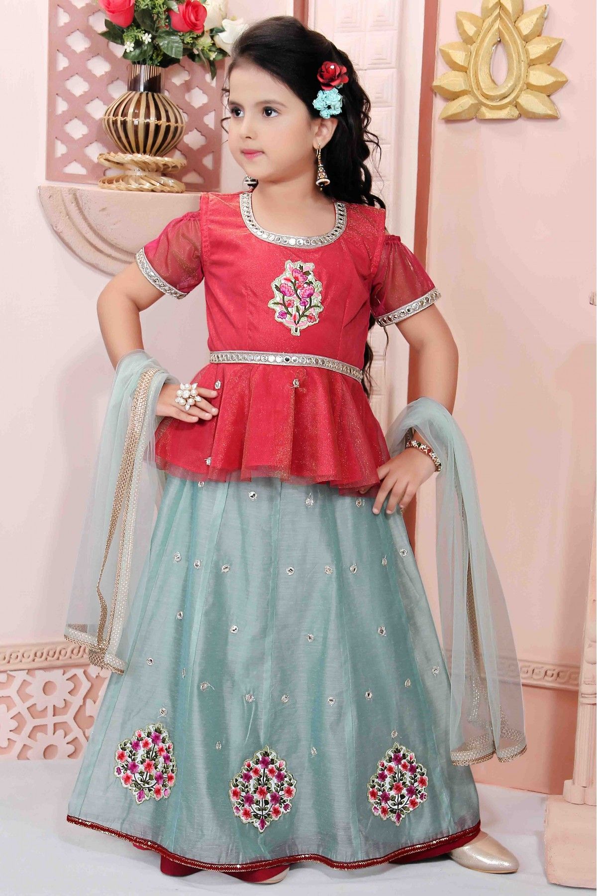 Brocade Party Wear Fancy Kids Lehenga at Rs 420/piece in Kolkata | ID:  15368688688