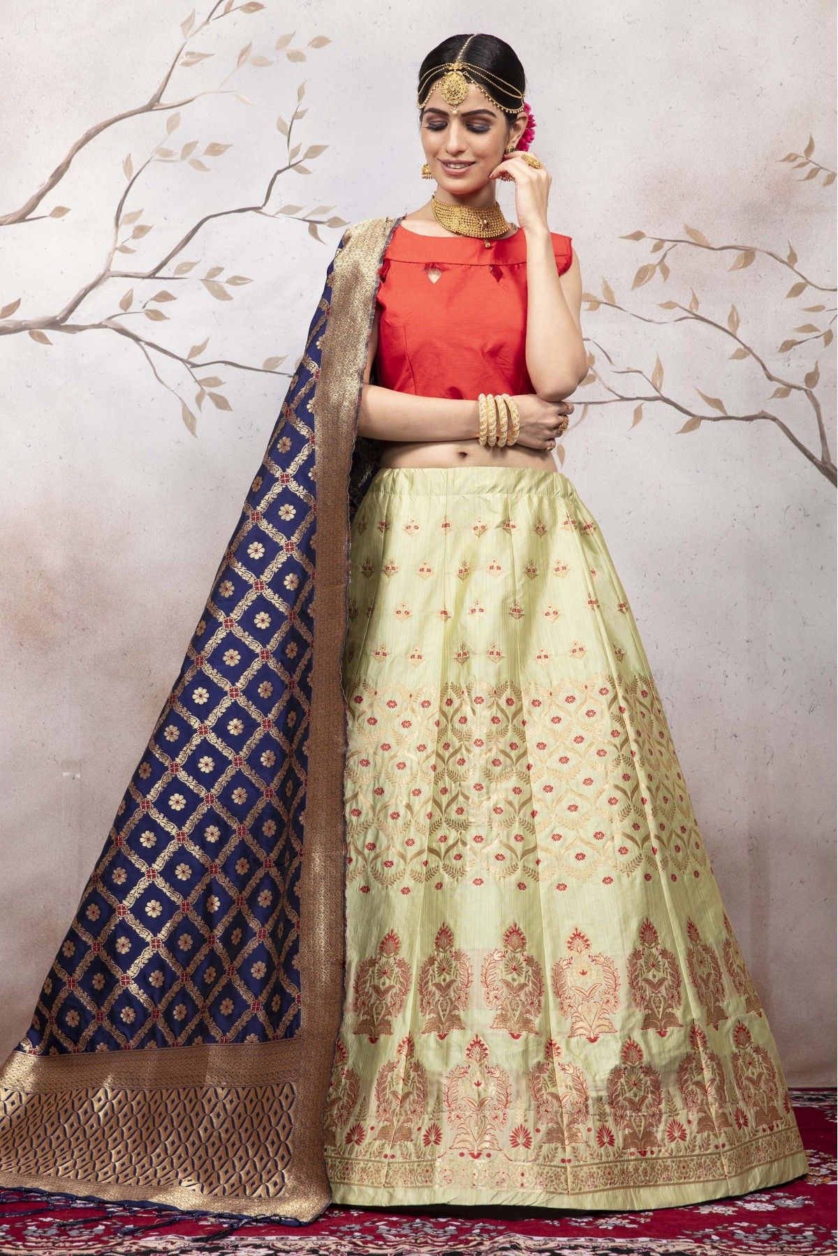 Buy Peach Pastel Lehenga For Women Online - Frontierraas