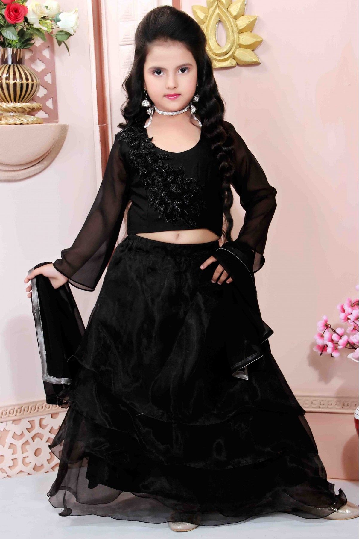 Buy Magnificent Black Partywear Lehenga Choli | Online Shopping - Inddus.com