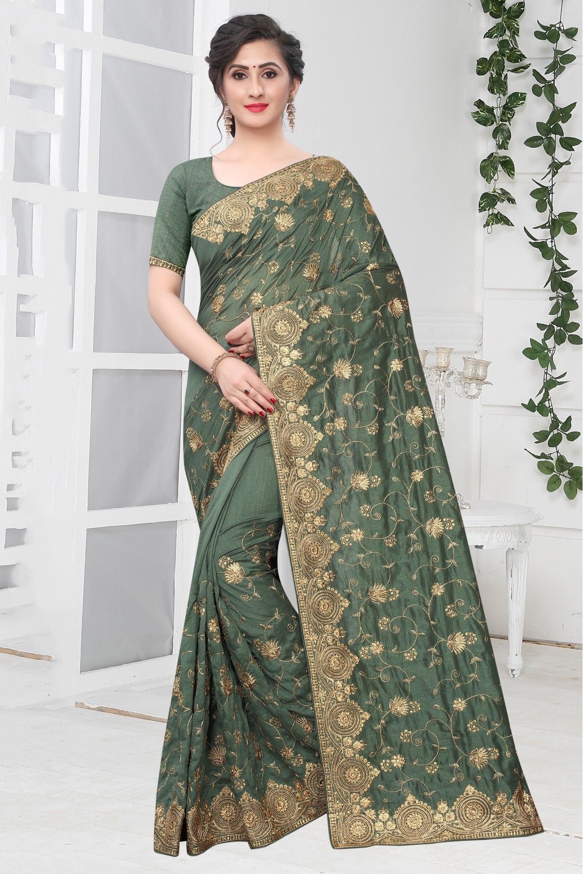 Buy Light Grey Sequins Net Designer Saree - Koskii