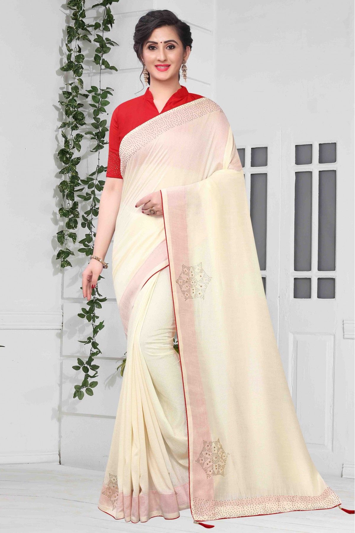 Georgette Designer Saree In White Colour - SR1541697