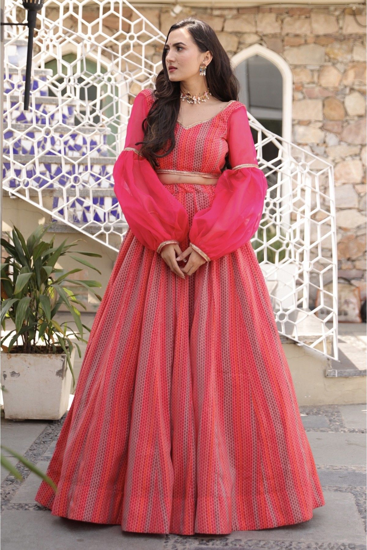 Chanderi Digital Print Lehenga Choli In Pink Colour - LD5410163