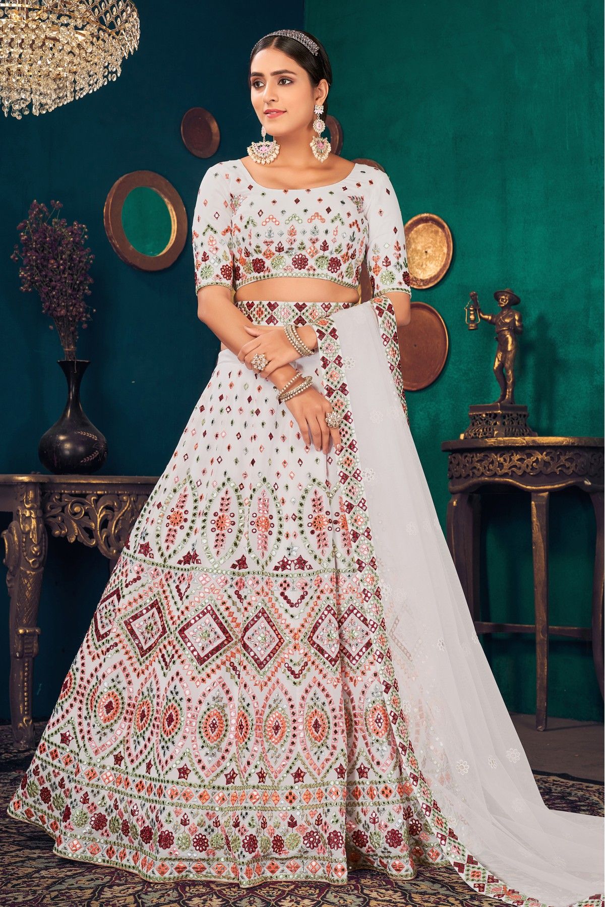 White Colour Lehenga Beautifully Embellished - CFW