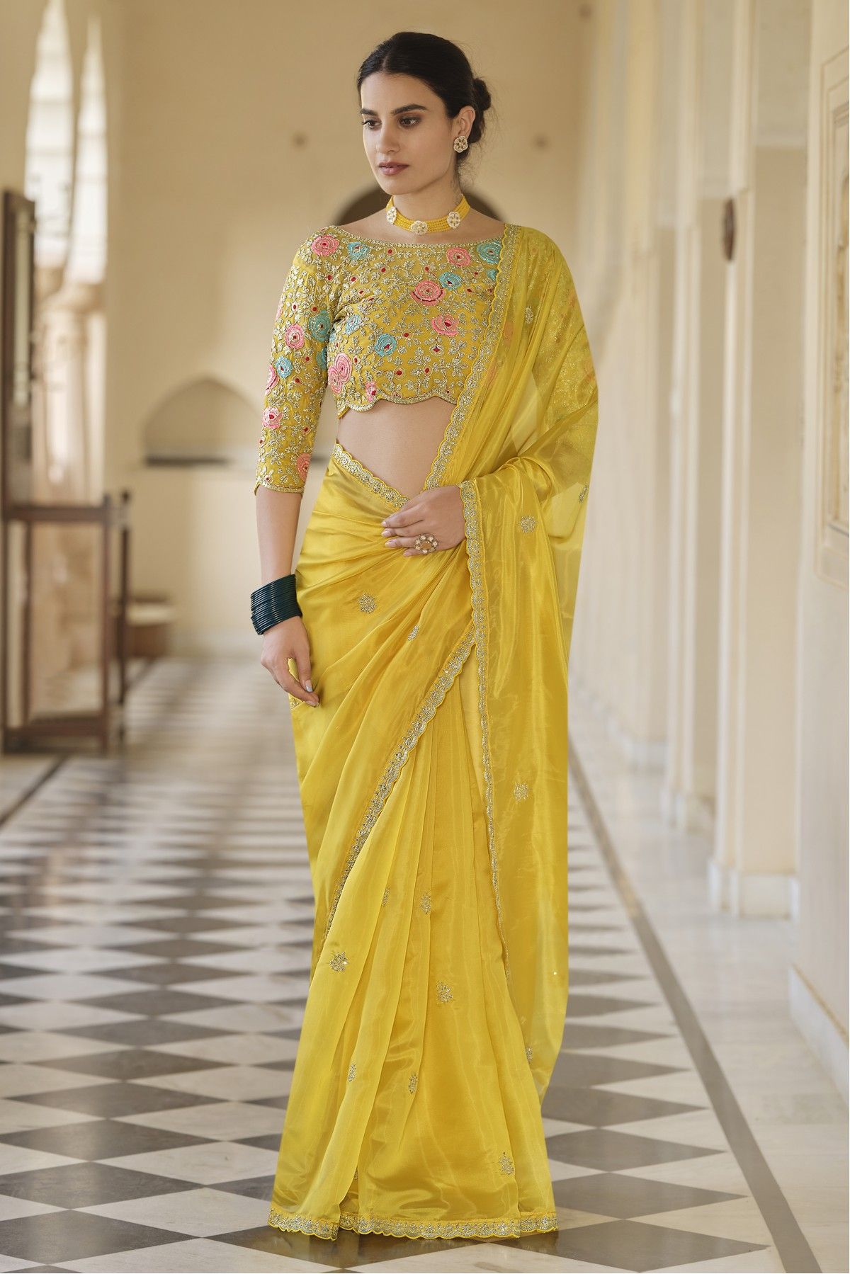 Designer Ready to Wear Saree for Yellow Colour Saree on Gorgette Febric  With Digital Print Party Wear Saree Indian Wedding Saree - Etsy