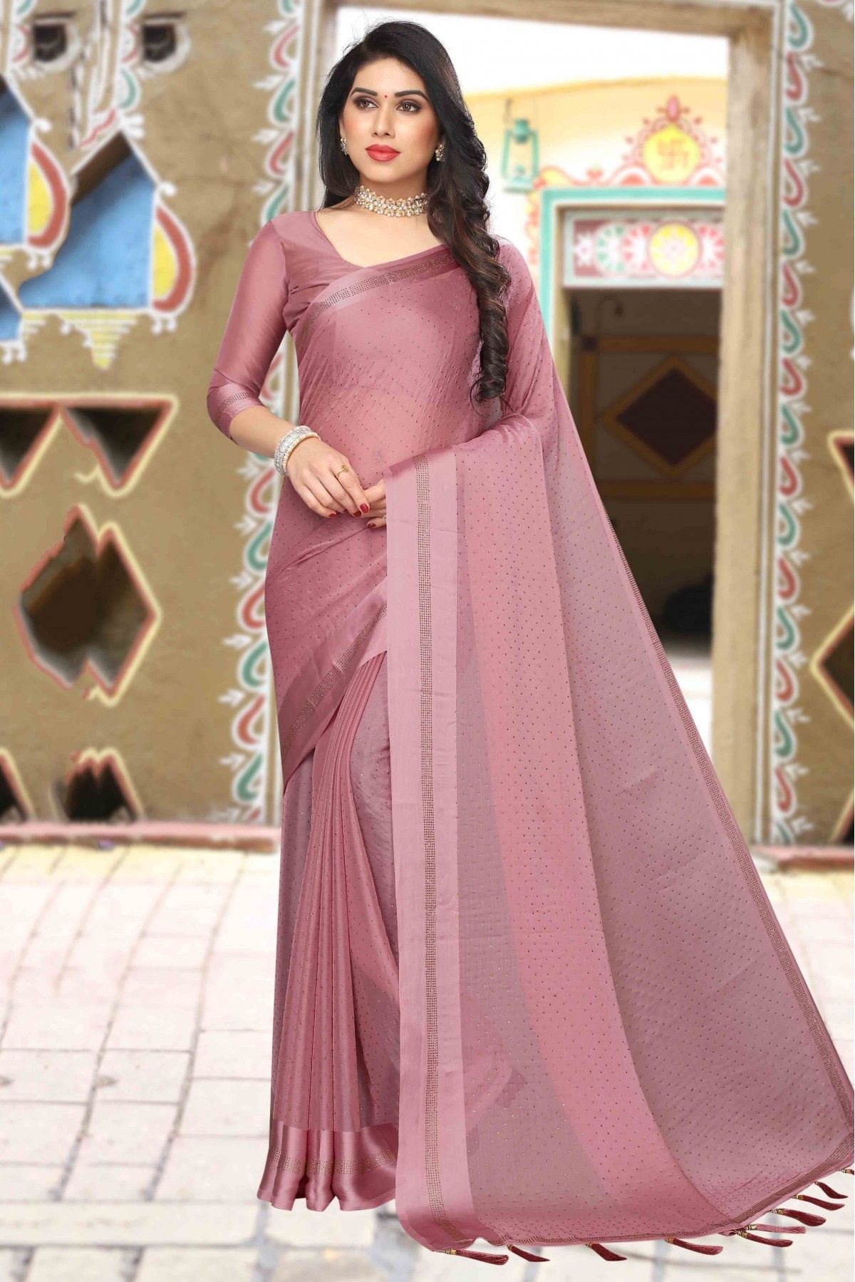 Party Wear Light Colour Saree - Women Clothing Store