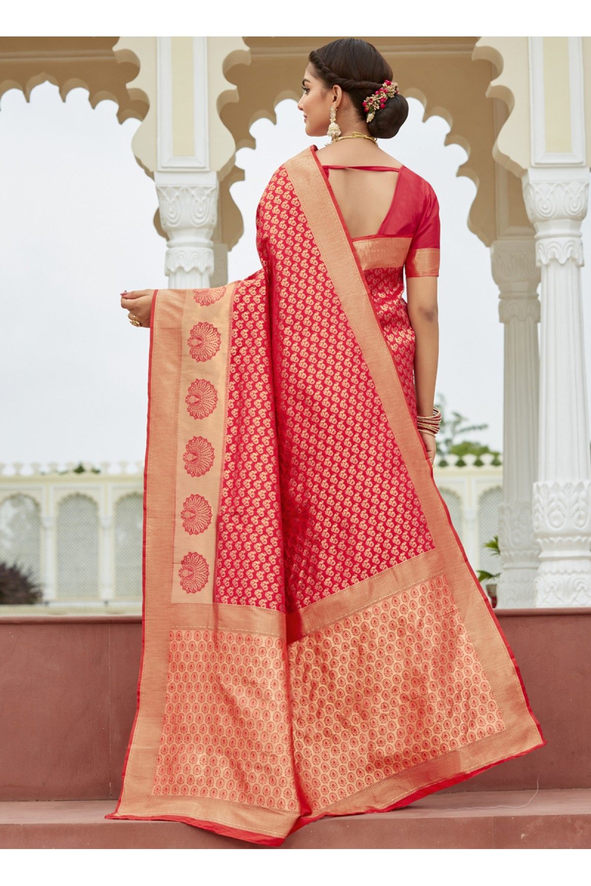 Rani Pink Color Silk Base Saree With Sequins Work
