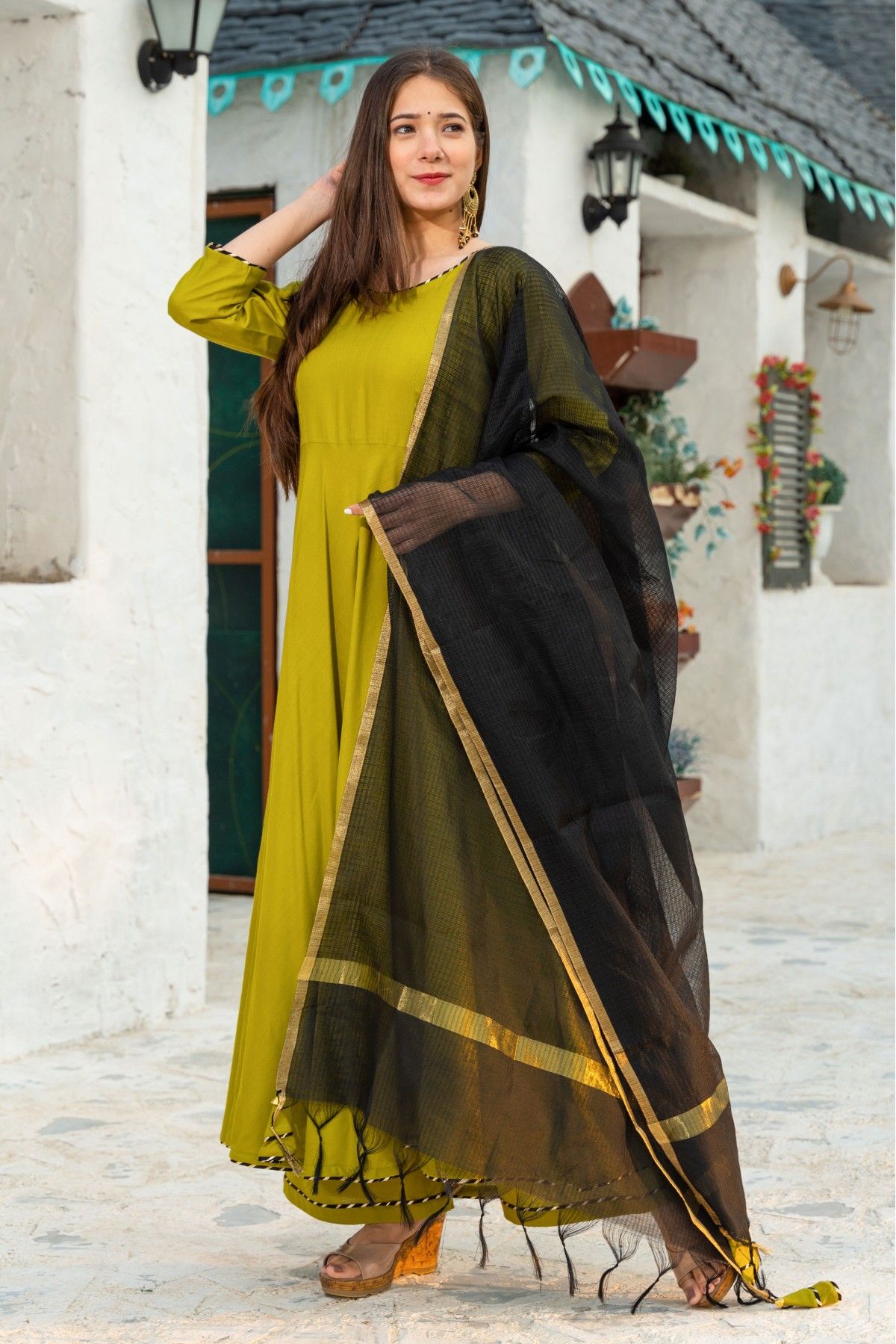 Parrot Green Color Party Wear Straight Long Suit With Designer Dupatta ::  ANOKHI FASHION