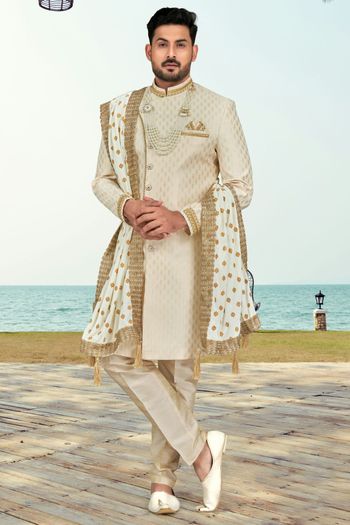 Banarasi Jacquard Stitched Sherwani KP04126190