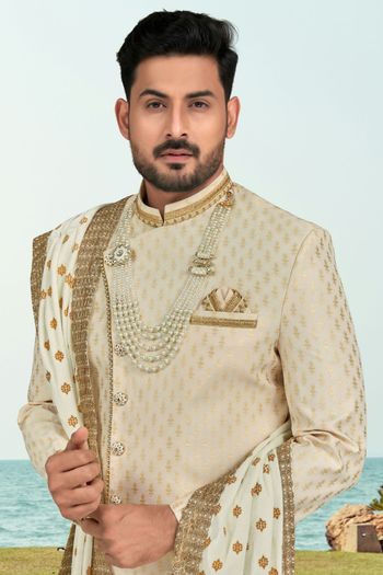 Banarasi Jacquard Stitched Sherwani KP04126190