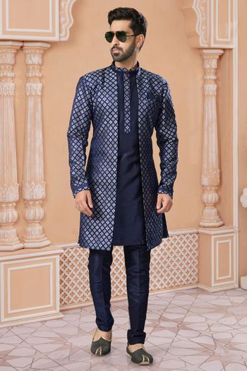 Banarasi Jacquard Stitched Sherwani KP04126246