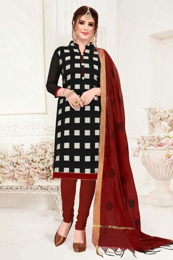 Banarasi Jacquard Unstitched Churidar Suit SM03230698