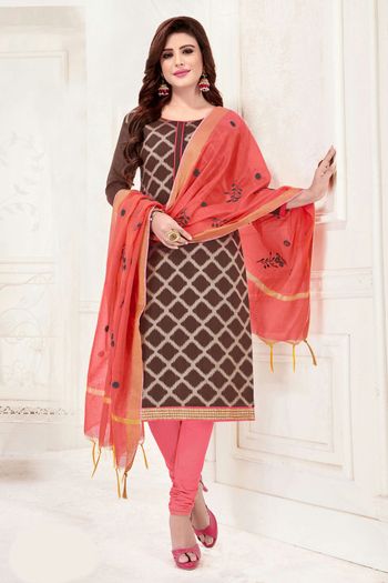 Banarasi Jacquard Unstitched Churidar Suit SM03230697