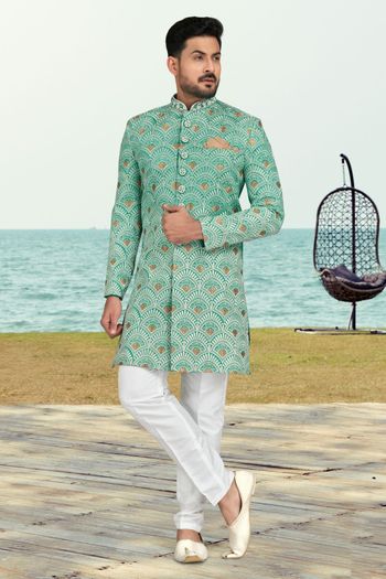 Banarasi Silk Stitched Indo Western Sherwani KP04126186