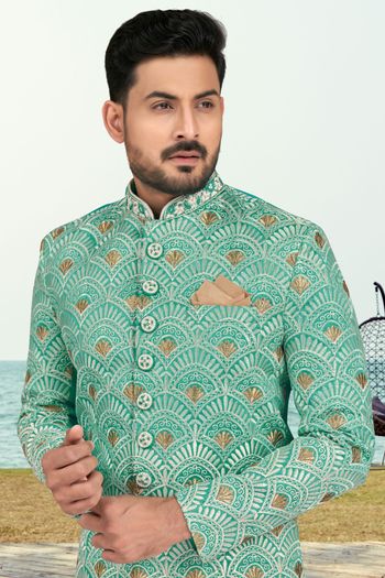 Banarasi Silk Stitched Indo Western Sherwani KP04126186