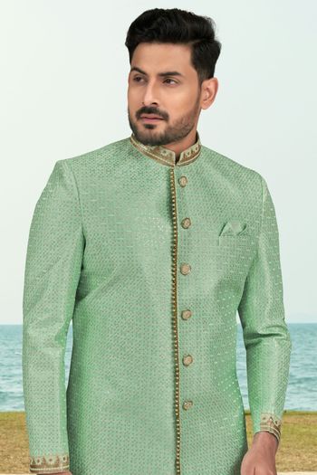 Banarasi Silk Stitched Indo Western Sherwani KP04126176