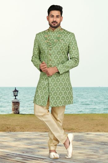 Banarasi Silk Stitched Indo Western Sherwani KP04126181