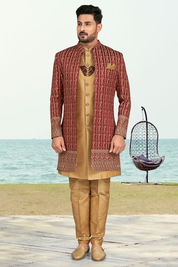 Banarasi Silk Stitched Sherwani KP04126194