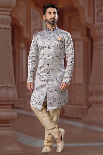 Banarasi Soft Jacquard Stitched Sherwani KP04126234