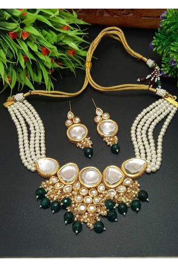 Brass Gold Plated Necklace Set NS05790090