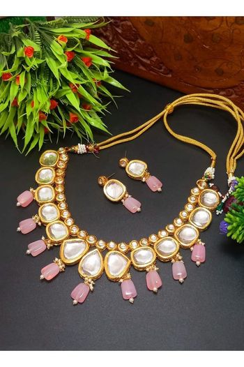 Brass Rose Gold Palted Necklace Set NS05790104