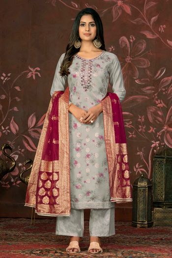 Cotton Jacquard Unstitched Straight Suit SM03231337