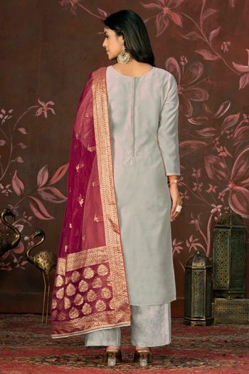 Cotton Jacquard Unstitched Straight Suit SM03231337