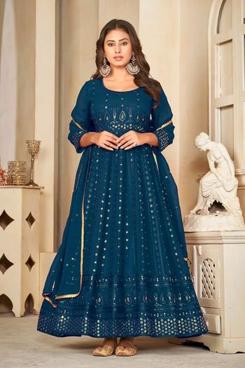 Georgette Embroidery Semi Stitched Anarkali Suit SM05680632