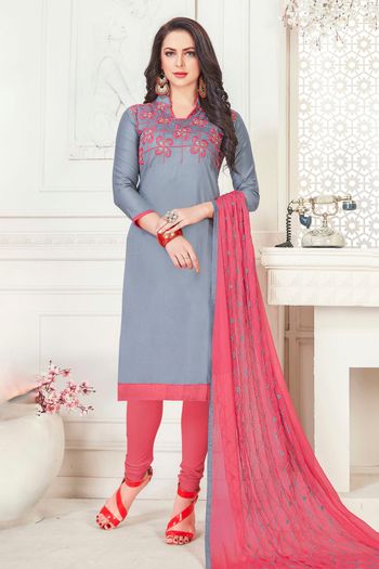 Glace Cotton Unstitched Churidar Suit SM03230796