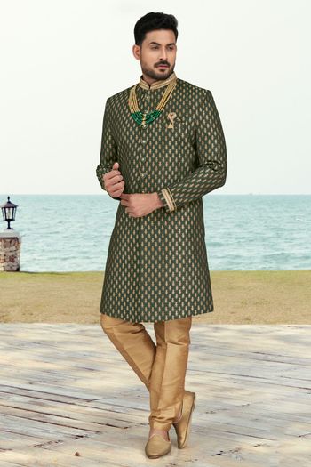 Jacquard Stitched Indo Western Sherwani KP04126180