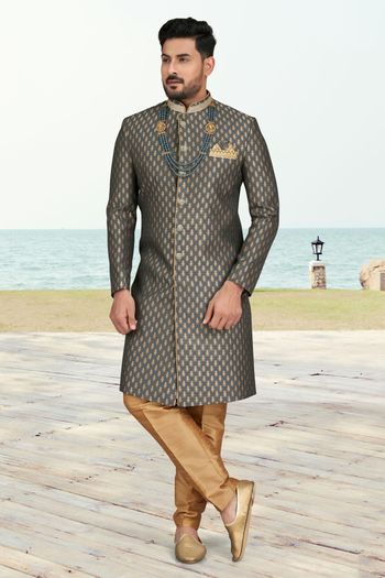Jacquard Stitched Indo Western Sherwani KP04126178