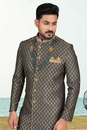 Jacquard Stitched Indo Western Sherwani KP04126178