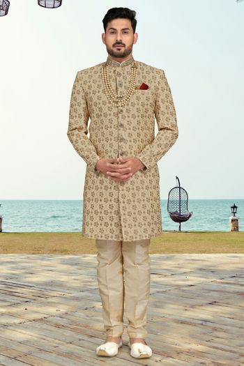 Kora Shine Silk Stitched Indo Western Sherwani KP04126183