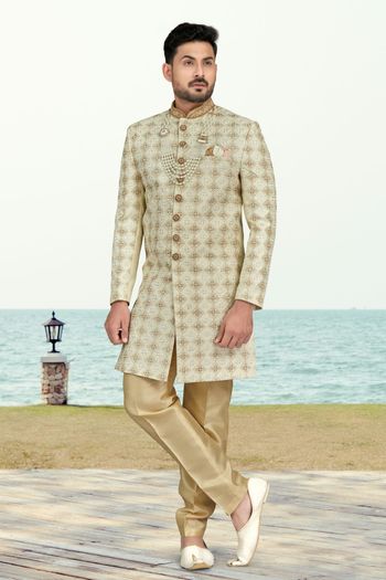 Kora Shine Silk Stitched Indo Western Sherwani KP04126182