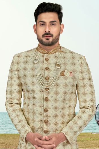 Kora Shine Silk Stitched Indo Western Sherwani KP04126182