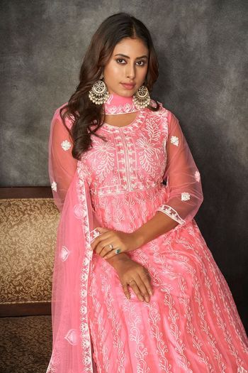 Net Embroidery Semi Stitched Anarkali Suit SM05680633