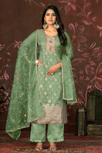 Organza Jacquard Unstitched Straight Suit SM03231390