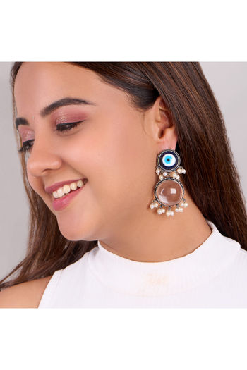 Oxidized Evil eye Blue and white Dangle Earrings for Women ER05810001