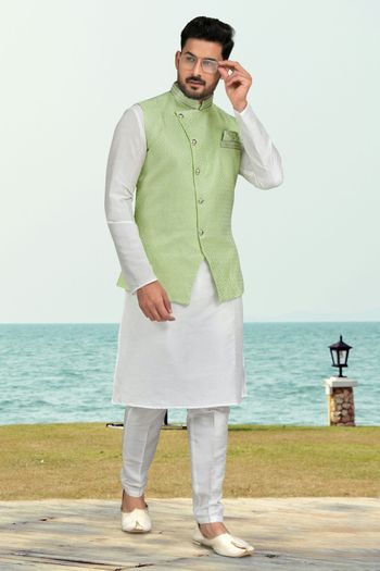 Silk Dhupion Stitched Jacket Kurta Pajama KP04126166