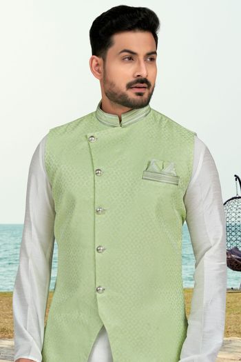 Silk Dhupion Stitched Jacket Kurta Pajama KP04126166