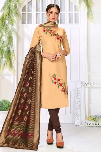 Slub Cotton Unstitched Churidar Suit SM03230803