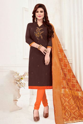 Slub Cotton Unstitched Churidar Suit SM03230847