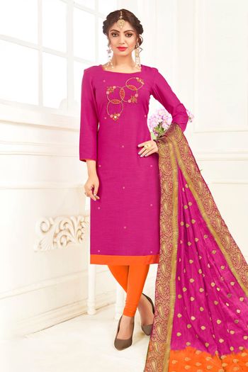 South Slub Cotton Unstitched Straight Suit SM03230779