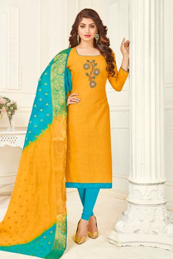 South Slub Cotton Unstitched Straight Suit SM03230778