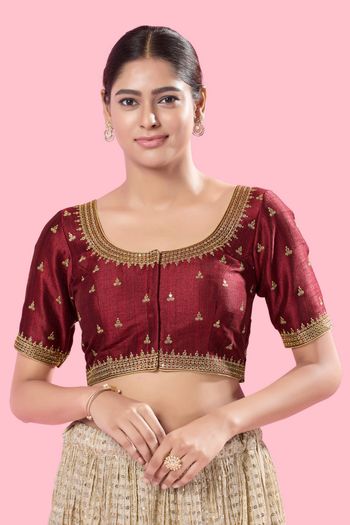 Jacquard Padded Blouse In Blue Colour - BL1391265 Jacquard Padded Blouse In Blue Colour - BL1391265