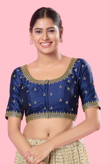 Jacquard Padded Blouse In Blue Colour - BL1391265 Jacquard Padded Blouse In Blue Colour - BL1391265
