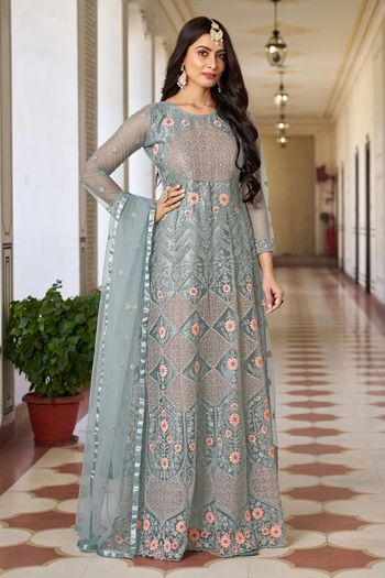 Butterfly Net  Semi Stitched Anarkali Suit SM05350078