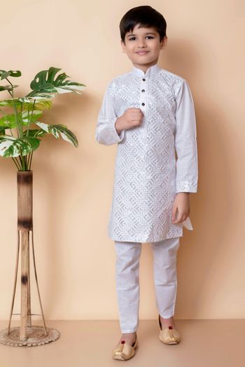 Cotton Embroidery Work Kurta Pajama BK05820575