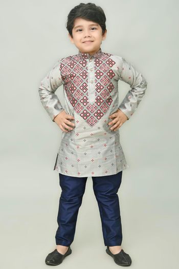 Dhupian Silk Printed Kurta Pajama BK05820549